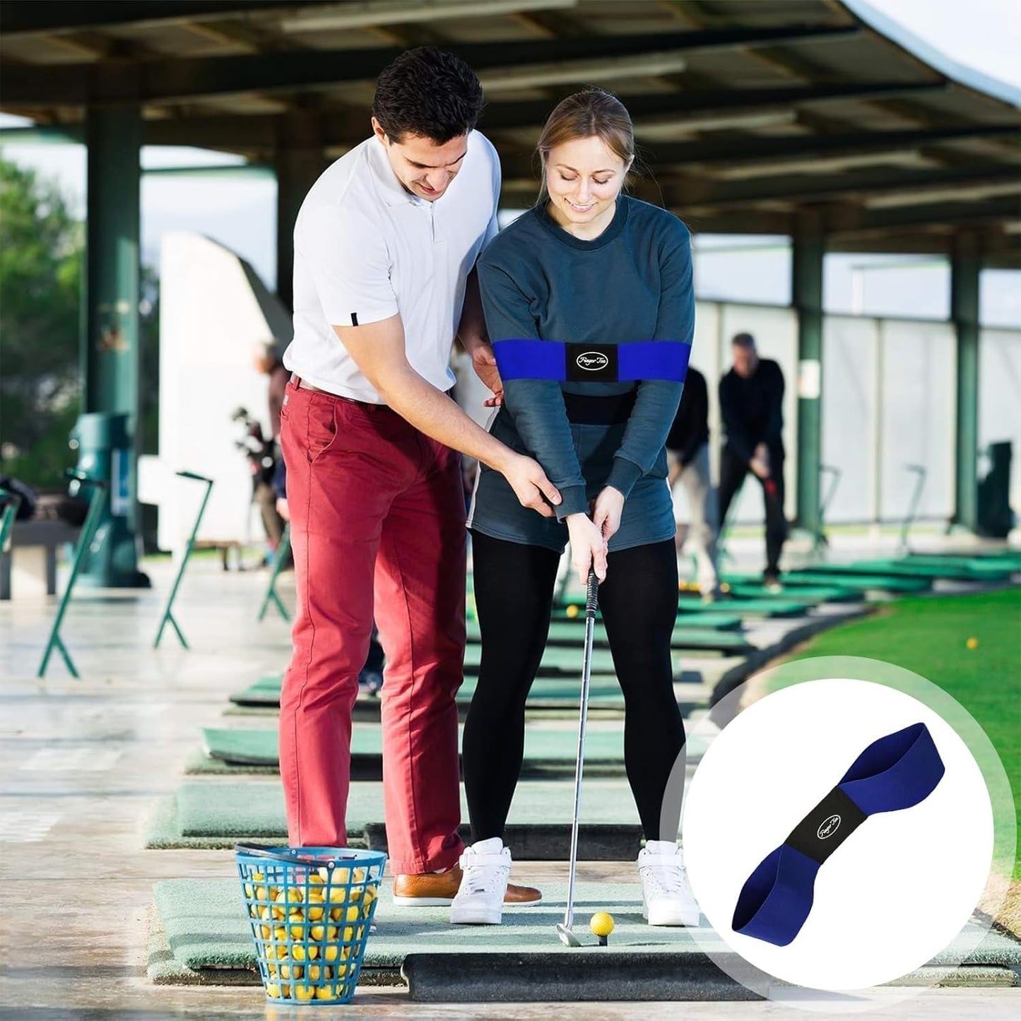 Golf Swing Training Aids, Golf Swing Trainer, Arm Band Trainer Value Pack, Golf Training Aids Professional Motion Posture Correction for Men Women Kids (Golf Swing Band-Blue)