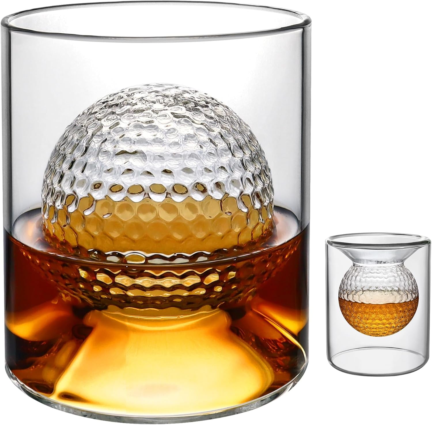 Whisky Glasses, 160Ml/280Ml,  Borosilicate Glass Dual Use Golf Gifts for Men Golf Ball Whiskey Glasses Perfect for Home Bar Party